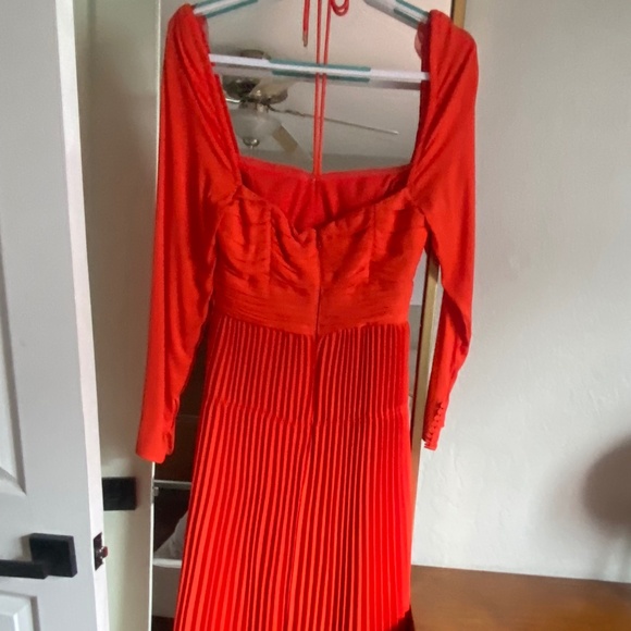 NWT Self-Portrait Red Stretch Crepe Halter Cut Out Midi Dress Size 04 - Picture 12 of 13